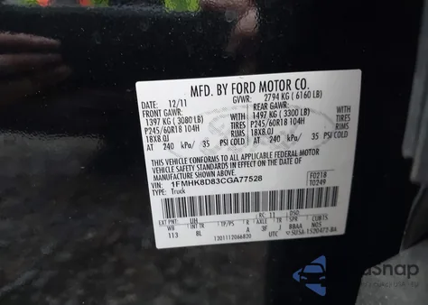 2012 Ford Explorer Xlt from USA, damaged, VIN 1FMHK8D83CGA77528